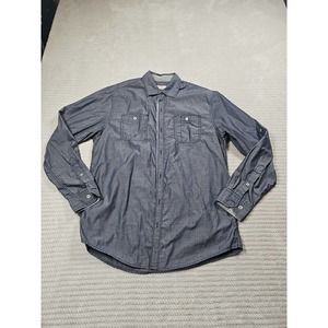 Michael Brandon Shirt Mens Medium Button Down Roll Tab Sleeve Blue